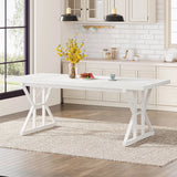 Tribesigns Dining Table for 6 People, 70.8-Inch Rectangular Wood Dining Table, Rustic Kitchen Table with Heavy Duty Metal Legs