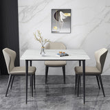 Mid-Century Slate Kitchen Dining Table with Sintered Stone Top and Metal Legs