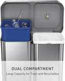 58L Dual Compartment Recycling Step Trash Can with Soft-Close Lid