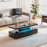 40" Modern Living Room Tables, LED Coffee Table with LED Lights, 2 Tier