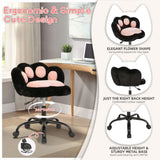 Vanity Chair with Cat Paw Back,Armless Desk Chair Cute Small Office Chair with Wheels Adjustable Height