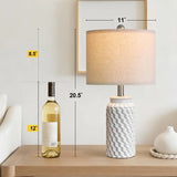 White Modern Ceramic Bedside Lamp Set of 2 for Bedroom Decor