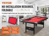 6.3ft Fold-up Pool Table Solid MDF Base Sturdy Metal Legs Full Set Games