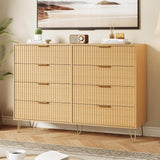 Fluted Dresser for Bedroom with 8 Drawers with Metal Handle
