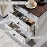 26" Tall 2 Drawer Dresser Nightstand W/ Charging Station For Bedroom