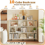 10 Cube Bookcase w/ 5 Metal Legs 2 Anti-tip Devices Display Cabinet Rack