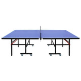 8 ft Blue Foldable Table Tennis Table Set, Portable Ping Pong Table with Net