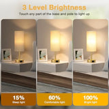 Gold Touch Table Lamps Set - 3 Way Dimmable Bedroom Lamps with USB