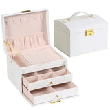 1pcs Multi Functional Three Layer Leather Drawer Style Jewelry Box Earrings