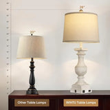 28''Table Lamp for Bedroom Nightstand, Vintage Bedside Lamp w/ USB A+C Port
