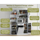 Loomie Kitchen Pantry Cabinet w/Tilt-Out Trash Storage & 5-Tier Side Shelves