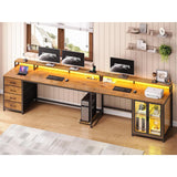 L Shaped Gaming Desk with 4 Drawers, Computer Desk with Display Cabinet
