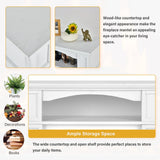 32" 1400W Electric Fireplace Mantel TV Stand Space Heater W/ Shelf White