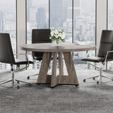 47 Inch Round Conference Table for 4-6 People, Wooden Meeting Room Table