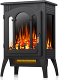 5100 BTU Electric Fireplace Stove Heater with Adjustable Flame & Thermostat