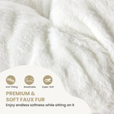 JHK 28IN Cozy Saucer Chairs Soft Faux Fur Large Size Folding Lounge Living Room Padded Seat Metal