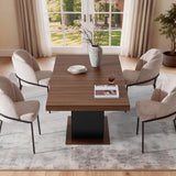 Table Extendable 63 in79 in for 48 Expandable Wood Rectangle with Fluted Base for Dining Room