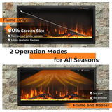 36 Wall-Mounted Linear Electric Fireplace Insert with Remote, Brightness