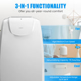 12,000 BTU Dual Hose Portable Air Conditioner 3-in-1 AC Unit w/ Remote