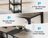 Tribesigns 90.55'' 2 Person Desk with Storage Shelves, Double Computer Desk