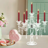  European Glass Candle Holder 7-Arm Candlestick for Holiday & Home Decor