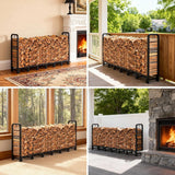 8ft Large Firewood Rack Outdoor, Metal Wood Rack For Fireplace Indoor & Outdoor,Wood
