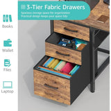 Computer Desk with Fabric File Drawers Cabinet 47 Inch Reversible Home Office Desks