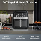 8-in-1 Air Fryer 6 Qt, Premium Ceramic Coating,Precise Heating for Even Results