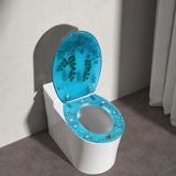 Resin Toilet Seat Load Capacity 100kg/220lbs, 36*45cm Blue Toilet Seat w/ Cover