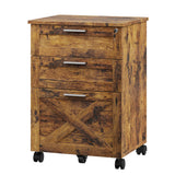 3 Drawer Rolling File Cabinet with Lock & Casters, Wooden Mobile Storage Organizer Printer Stand