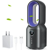 13 Inch Desk Fan, Small Bladeless Table Fan, 3 Speeds and Night Light, Quiet