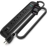 Surge Protector Power Strip 1200J, 6 Outlets 2 USB-A, 6FT Cord Fireproof MOV