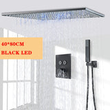 Nickel/Chrome/Black LED 40cm/80cm rectangular brass shower nozzle faucet bathroom accessories