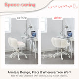 Vanity Chair with Cat Paw Back,Armless Desk Chair Cute Small Office Chair with Wheels Adjustable Height