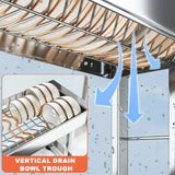 Over Sink Dish Drying Rack 3 Tier Full 304 Stainless Steel Large Storage Kitchen Dish Rack Expandable Drainer Shelf for Counter