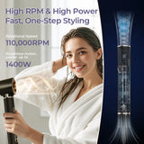 6-in-1 Multifunctional Hot Air Comb, Interchangeable Brush Head, Negative Ion Hair Dryer Brush and Styler, 110,000 Inorganic Electric Brush with High Speed, Frizzless Hot Air Quick Drying, Professional