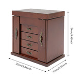 5 Tiers 4 Drawers Wooden Jewelry Box with Mirror for Necklace Earring