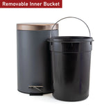 12L Grey Copper Soft-Close Trash Bin for Office Kitchen Bathroom