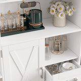 Standalone Farmhouse-Style Kitchen Pantry Cabinet with Hutch, Doored & Shelves