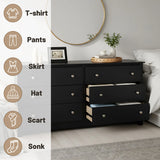 JHK 59IN Wood 6 Dresser Drawers Cabinet for Living Room Stable Structure
