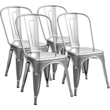 Classic Stackable Metal Dining Chair Set of 4, Indoor-Outdoor Bistro