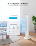 36" Smart Tower Fan with App/Voice Control, Temperature Sensor, 5 Modes