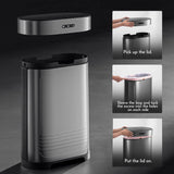 Stainless Steel Kitchen Trash Can 13 Gallon Motion Sensor Garbage Can Automatic Touch Free Detachable Waste Bin