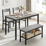 Home Dining Table Set for 4 with Bench Dining Room Table Set with Storage Racks