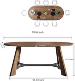 70.86in Rustic Oval Dining Table for 6-8 Person Farmhouse Wood Kitchen Table
