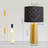 Set of 2 Modern Table Lamps for Living Room Bedroom w/ Black Grid Shade