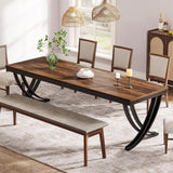 Rectangular Dining Table for 6-8, 78 inch Large Farmhouse Dinner Table for Kitchen