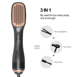 3-In-1 Hot  Air Brush Overheating Protection Negative Ion Hair Straightener Fast Heating Light weight