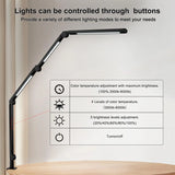 LED Desk Lamp with Clamp Flexible 4 sections Swing Arm Three light sources desk light