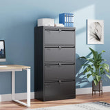 4 Drawer Metal Lateral File Cabinet with Lock for Home Office School Letter